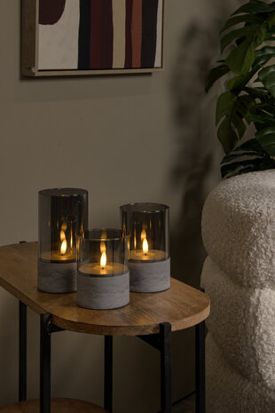 Lucide VELAS - Tischleuchte - Batterien - Ø 8 cm - LED - 3x0,2W 2700K - Fumé - 3er Set