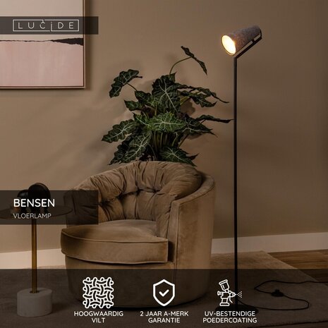 Lucide BENSEN - Stehleuchte - 1xE14 - Grau Lucide BENSEN - Stehleuchte - 1xE14 - Grau