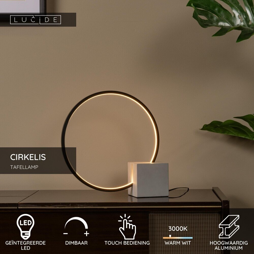 Lucide CIRKELIS - Tischleuchte - Ø 32 cm - LED Dimb. - 1x6W 3000K - Schwarz