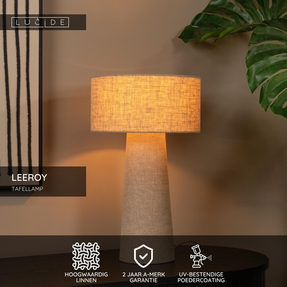 Lucide LEEROY - Tischleuchte - Ø 30 cm - 1xE27 - Taupe