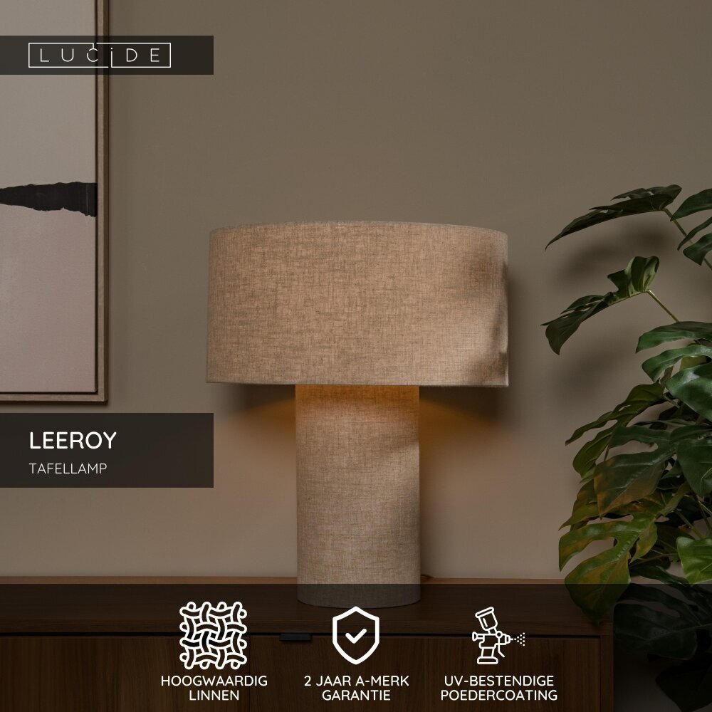 Lucide LEEROY - Tischleuchte - 1xE27 - Taupe