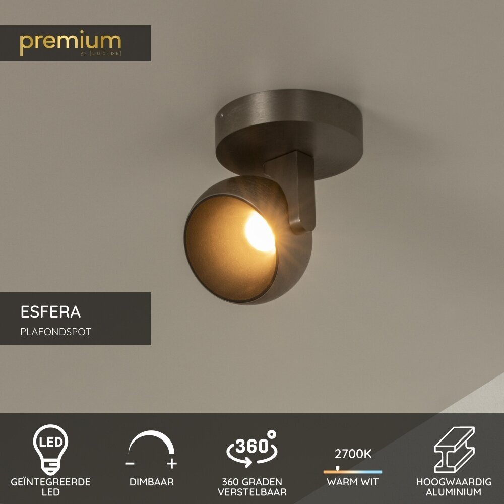 Lucide Premium ESFERA - Deckenstrahler - Ø 11,2 cm - LED Dimb. - 1x11W 2700K - Grauguss Lucide Premium ESFERA - Deckenstrahler - Ø 11,2 cm - LED Dimb. - 1x11W 2700K - Grauguss
