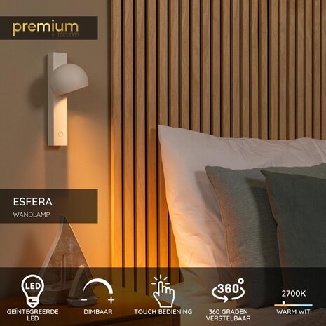 Lucide Premium ESFERA - Wandleuchte - LED Dimb. - 1x9W 2700K - Weiß Lucide Premium ESFERA - Wandleuchte - LED Dimb. - 1x9W 2700K - Weiß