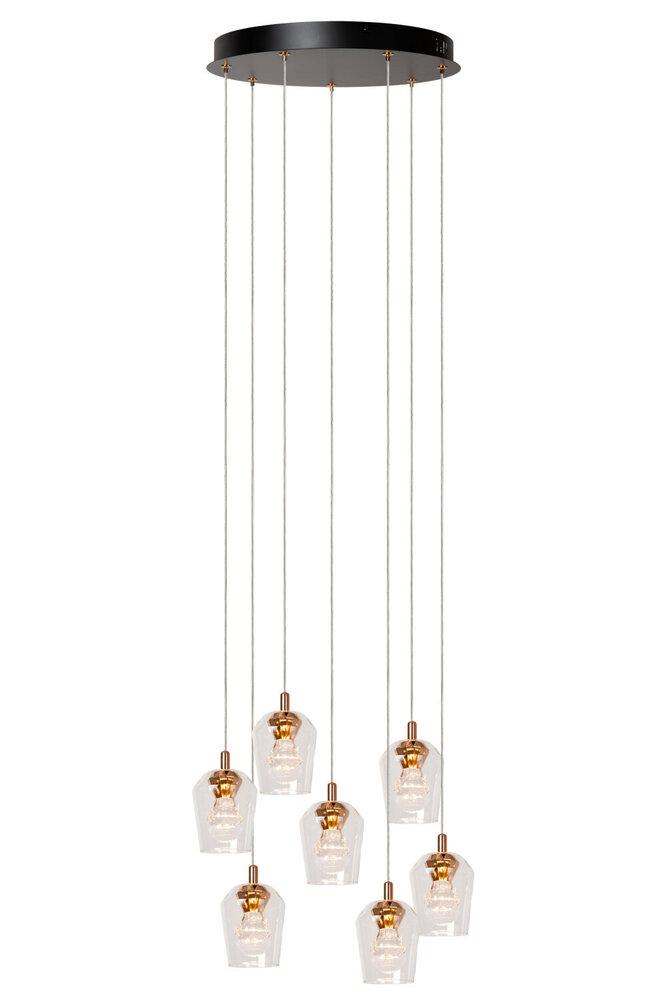 Lucide BERLIANE - Hängeleuchte - Ø 39 cm - LED Dimb. - 7x4W 2700K - Mit austauschbarem LED-Modul - Transparent Lucide BERLIANE - Hängeleuchte - Ø 39 cm - LED Dimb. - 7x4W 2700K - Mit austauschbarem LED-Modul - Transparent