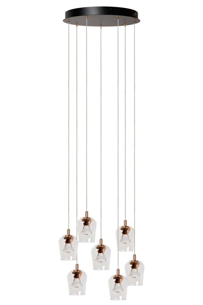 Lucide BERLIANE - Hängeleuchte - Ø 39 cm - LED Dimb. - 7x4W 2700K - Mit austauschbarem LED-Modul - Transparent Lucide BERLIANE - Hängeleuchte - Ø 39 cm - LED Dimb. - 7x4W 2700K - Mit austauschbarem LED-Modul - Transparent