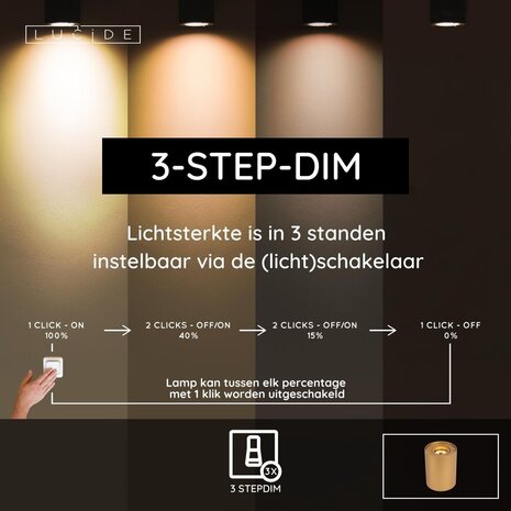 Lucide TUBE - Tischleuchte - Ø 9,6 cm - LED 3 StepDim - GU10 - 1x5W 2600K/2800K - Mattes Gold / Messing Lucide TUBE - Tischleuchte - Ø 9,6 cm - LED 3 StepDim - GU10 - 1x5W 2600K/2800K - Mattes Gold / Messing