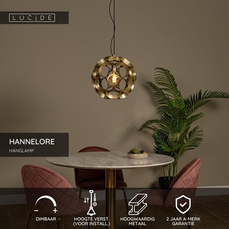 Lucide HANNELORE - Hängeleuchte - Ø 40 cm - 1xE27 - Matt Gold / Messing Lucide HANNELORE - Hängeleuchte - Ø 40 cm - 1xE27 - Matt Gold / Messing