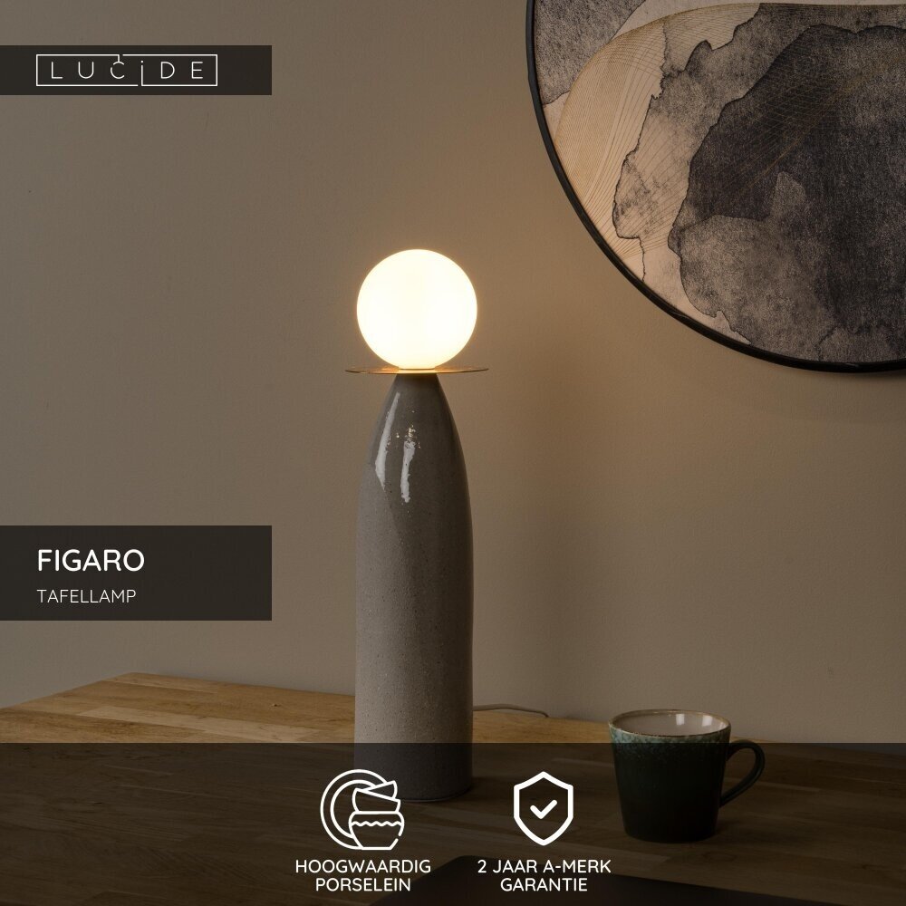 Lucide FIGARO - Tischleuchte - Ø 12 cm, H 48 cm - 1xG9 - Grau Lucide FIGARO - Tischleuchte - Ø 12 cm, H 48 cm - 1xG9 - Grau