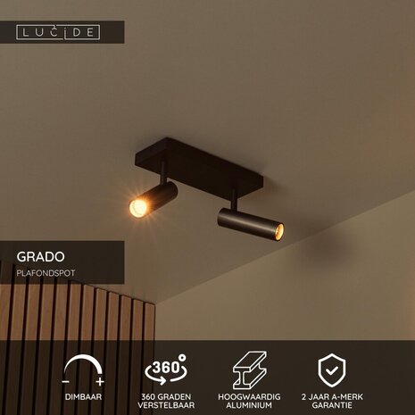 Lucide GRADO - Deckenstrahler - 2xGU10 (MR11) - Grauguss Lucide GRADO - Deckenstrahler - 2xGU10 (MR11) - Grauguss