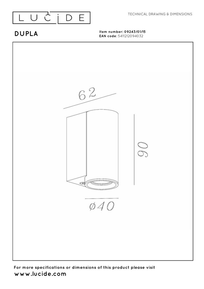 Lucide DUPLA - Wandstrahler / Wandleuchte - 1xGU10 (MR11) - Grauguss Lucide DUPLA - Wandstrahler / Wandleuchte - 1xGU10 (MR11) - Grauguss
