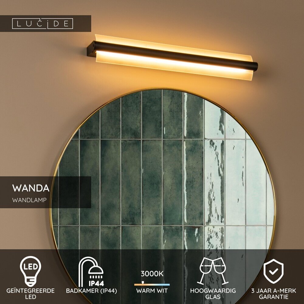 Lucide WANDA - Wandleuchte Bad - LED - 1x19W 3000K - IP44 - Schwarz