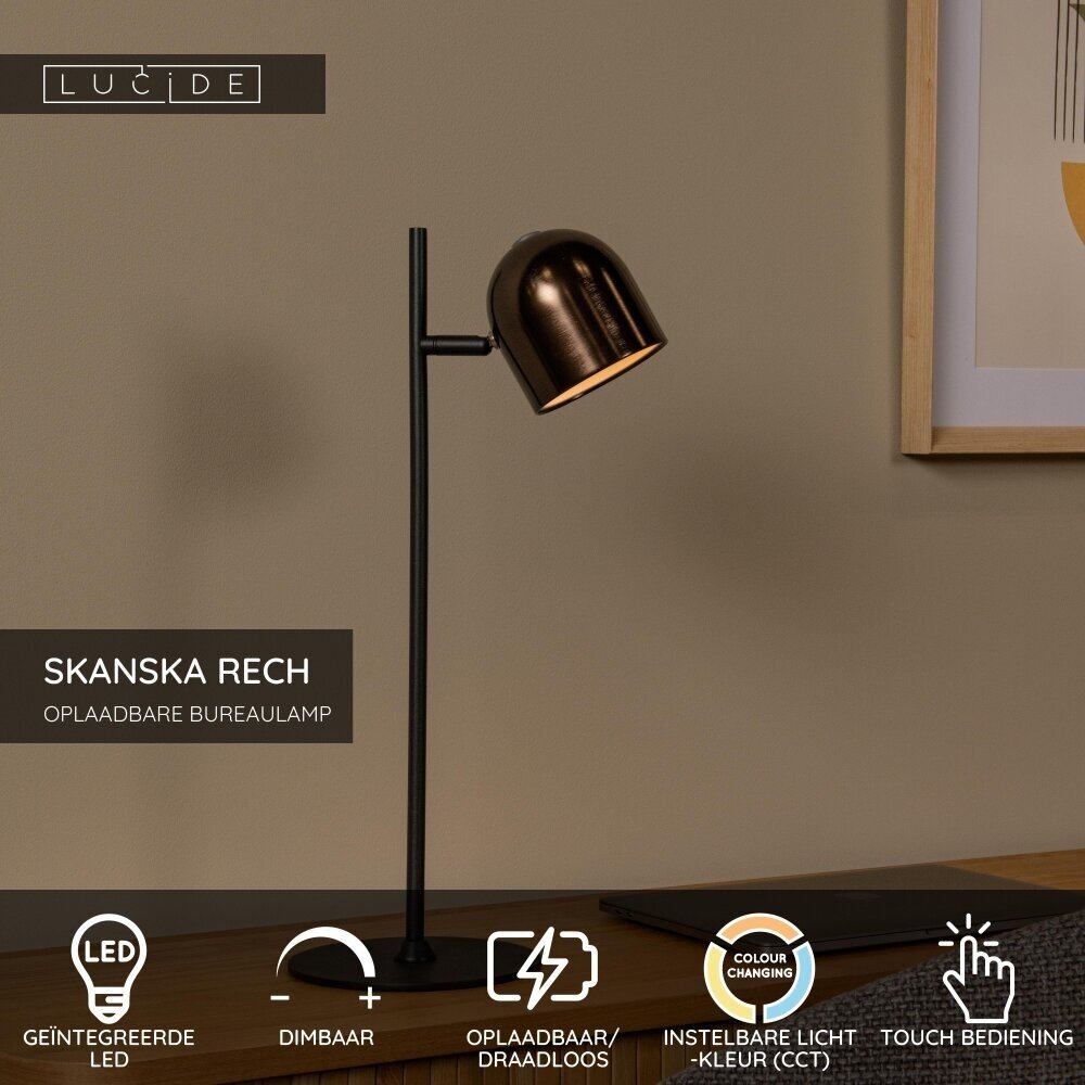 Lucide SKANSKA RECH - Wiederaufladbare Schreibtischlampe Innen/Außen - Batterie/Batterie - LED Dimb. - CCT - 1x3W 3000K/6000K - IP44 - Kaffee Lucide SKANSKA RECH - Wiederaufladbare Schreibtischlampe Innen/Außen - Batterie/Batterie - LED Dimb. - CCT - 1x3W 3000K/6000K - IP44 - Kaffee