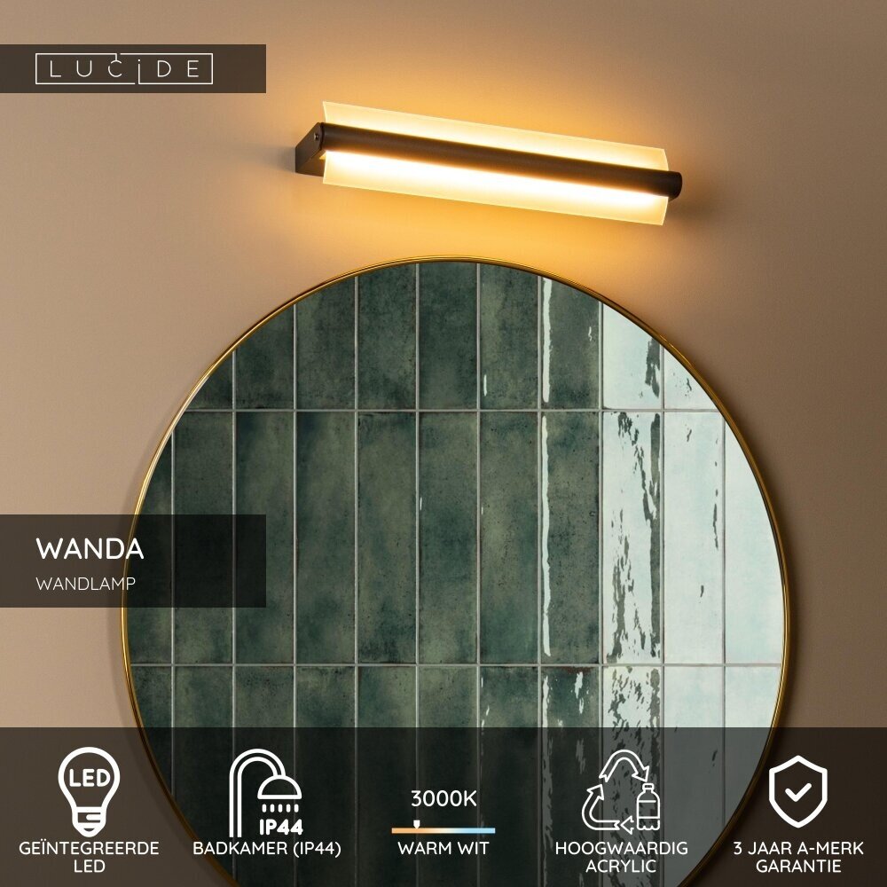 Lucide WANDA - Wandleuchte Bad - LED - 1x15W 3000K - IP44 - Schwarz Lucide WANDA - Wandleuchte Bad - LED - 1x15W 3000K - IP44 - Schwarz
