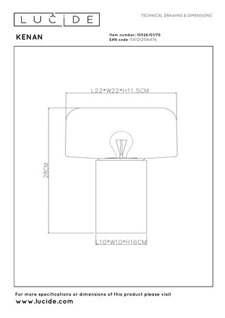 Lucide KENAN - Tischleuchte - Ø 22 cm - 1xE14 - Holz Lucide KENAN - Tischleuchte - Ø 22 cm - 1xE14 - Holz