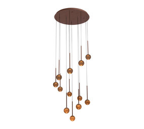 Lucide Premium CALINA - Hängeleuchte - Ø 69,9 cm - LED Dimb. - CCT - 12x7W 2200K/3300K - Kaffee