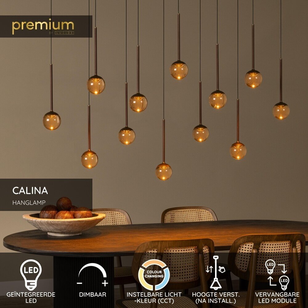 Lucide Premium CALINA - Hängeleuchte - LED Dimb. - CCT - 12x7W 2200K/3300K - Kaffee Lucide Premium CALINA - Hängeleuchte - LED Dimb. - CCT - 12x7W 2200K/3300K - Kaffee