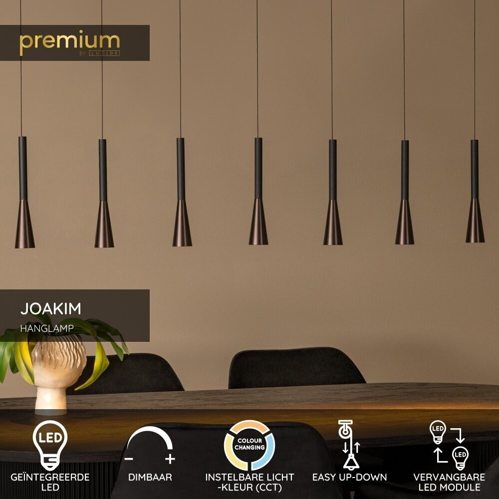 Lucide Premium JOAKIM - Hängeleuchte - LED Dimb. - CCT - 7x6,2W 2700K/4000K - Kaffee