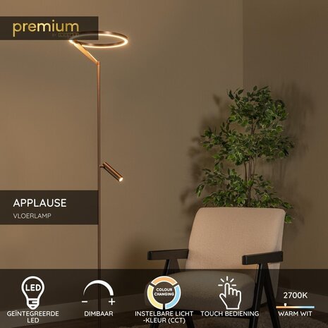 Lucide Premium APPLAUSE - Stehleuchte - Ø 33 cm - LED Dimb. - CCT - 1x20W 2700K/4000K - Kaffee Lucide Premium APPLAUSE - Stehleuchte - Ø 33 cm - LED Dimb. - CCT - 1x20W 2700K/4000K - Kaffee