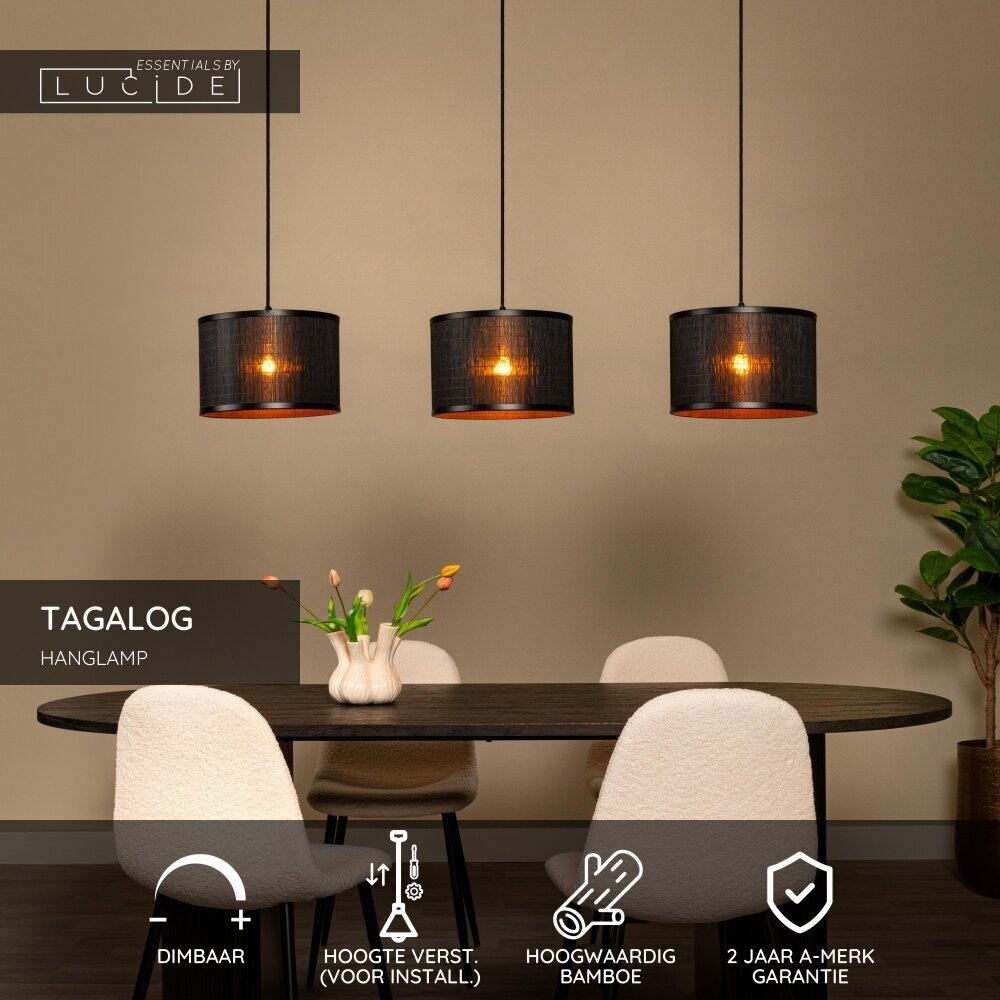 Lucide TAGALOG - Hängeleuchte - Ø 40 cm - 3xE27 - Schwarz Lucide TAGALOG - Hängeleuchte - Ø 40 cm - 3xE27 - Schwarz