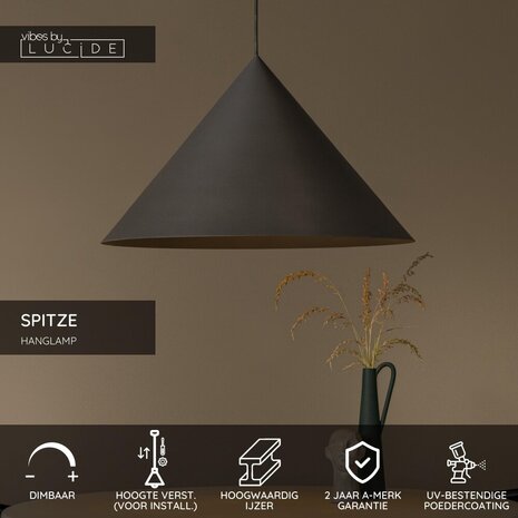 Lucide SPITZE - Hängeleuchte - Ø 60 cm - 1xE27 - Grau