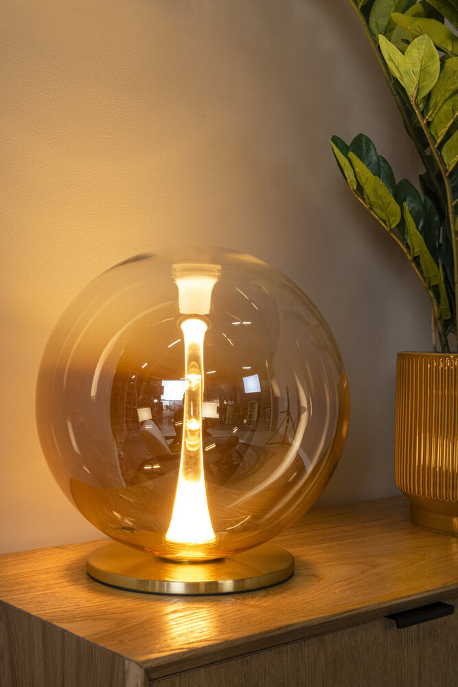 Lucide Premium GISELA - Tischleuchte - Ø 30 cm - LED Dimb. - 1x12W 2500K - Bernstein