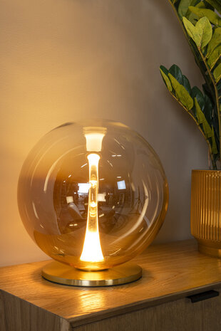 Lucide Premium GISELA - Tischleuchte - Ø 30 cm - LED Dimb. - 1x12W 2500K - Bernstein