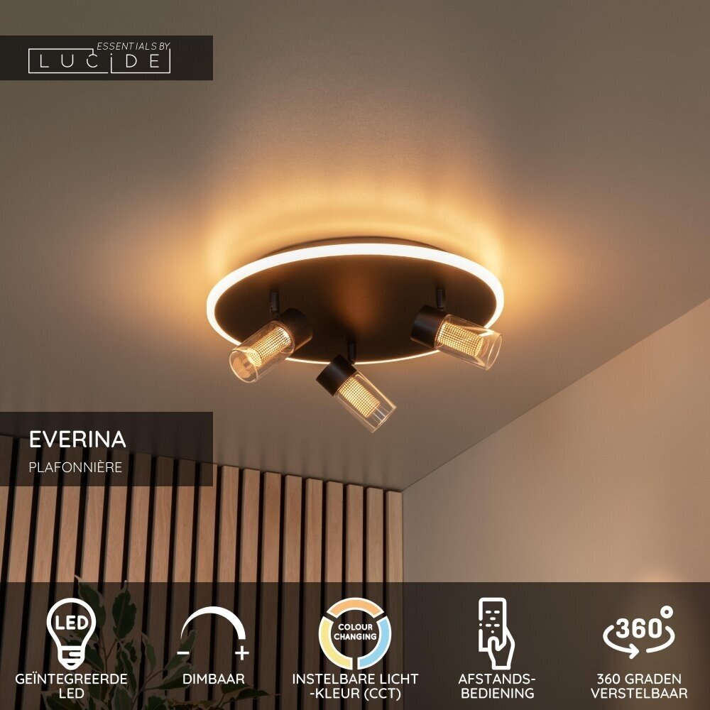 Lucide EVERINA - Deckenleuchte - Ø 40 cm - LED Dimb. - CCT - 2200K/6500K - Schwarz Lucide EVERINA - Deckenleuchte - Ø 40 cm - LED Dimb. - CCT - 2200K/6500K - Schwarz