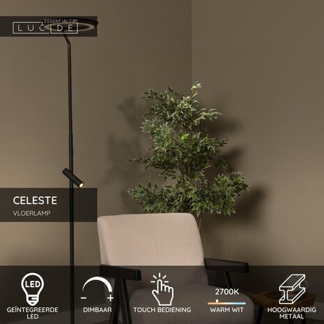 Lucide CELESTE – Stehleuchte – Ø 28 cm – LED dimmbar – 2700 K – Schwarz | Essential Lucide CELESTE – Stehleuchte – Ø 28 cm – LED dimmbar – 2700 K – Schwarz | Essential