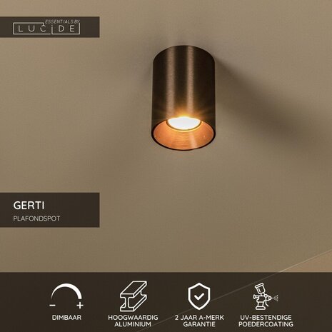 Lucide GERTI – Deckenstrahler – Ø 8 cm – 1xGU10 – Kaffee | Essential Lucide GERTI – Deckenstrahler – Ø 8 cm – 1xGU10 – Kaffee | Essential