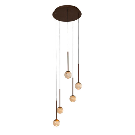 Lucide CALINA - Hängeleuchte - Ø 41,9 cm - LED Dimmb. - CCT - 5x8,4W 2200K/3300K - Mit austauschbarem LED-Modul - Amber | Premium Lucide CALINA - Hängeleuchte - Ø 41,9 cm - LED Dimmb. - CCT - 5x8,4W 2200K/3300K - Mit austauschbarem LED-Modul - Amber | Premium