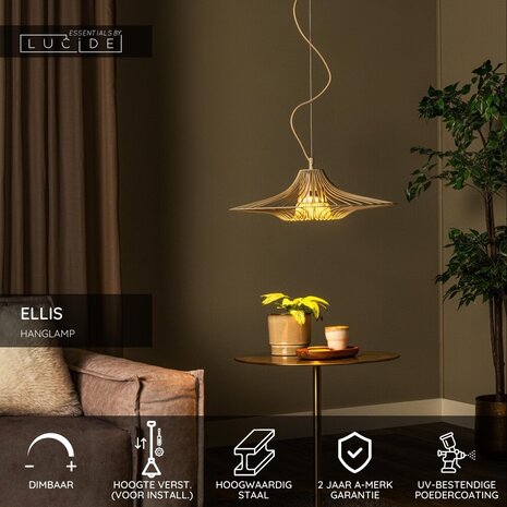 Lucide ELLIS - Hängelampe - Ø 50 cm - 1xE27 - Taupe | Essential