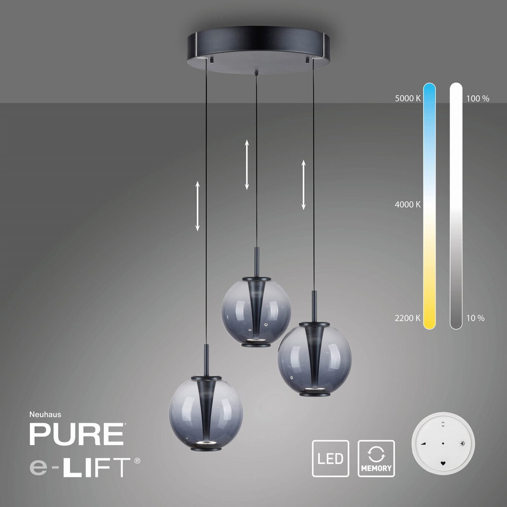 Neuhaus PURE Hängeleuchte E-Infinity 3-flammig Ø 50 cm Champagner - Kopie