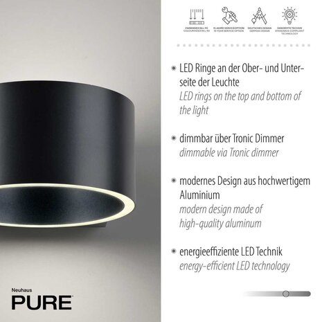 Neuhaus PURE Wandleuchte Clipse Ø 15 cm anthrazit Neuhaus PURE Wandleuchte Clipse Ø 15 cm anthrazit