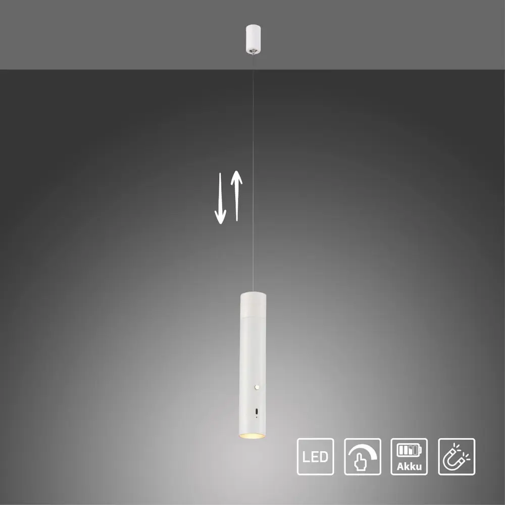Just Light Hängelampe Attach wiederaufladbar weiß