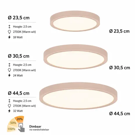 Highlight Deckenleuchte Piatto Ø 30,5 cm 3-Stufen-DIM beige
