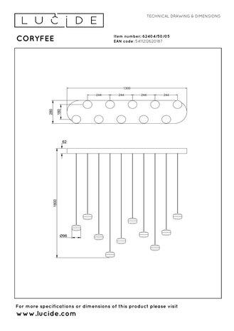 CORYFEE - Pendelleuchte - LED Dimmb. - CCT - 10x6W 2200K/3000K - Champagnerfarbe - Vibes CORYFEE - Pendelleuchte - LED Dimmb. - CCT - 10x6W 2200K/3000K - Champagnerfarbe - Vibes