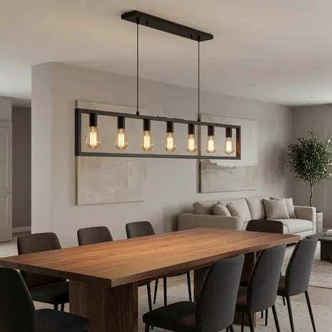 Freelight Pendelleuchte Distesa 7-flammig L 168 cm schwarz