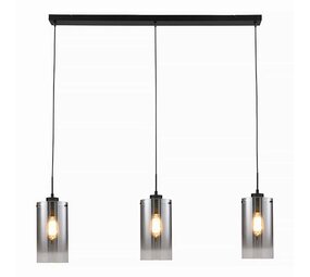 Freelight Hanglamp Ventotto 3 lichts -2e kans- L 100 cm rook glas zwart Freelight Hanglamp Ventotto 3 lichts -2e kans- L 100 cm rook glas zwart