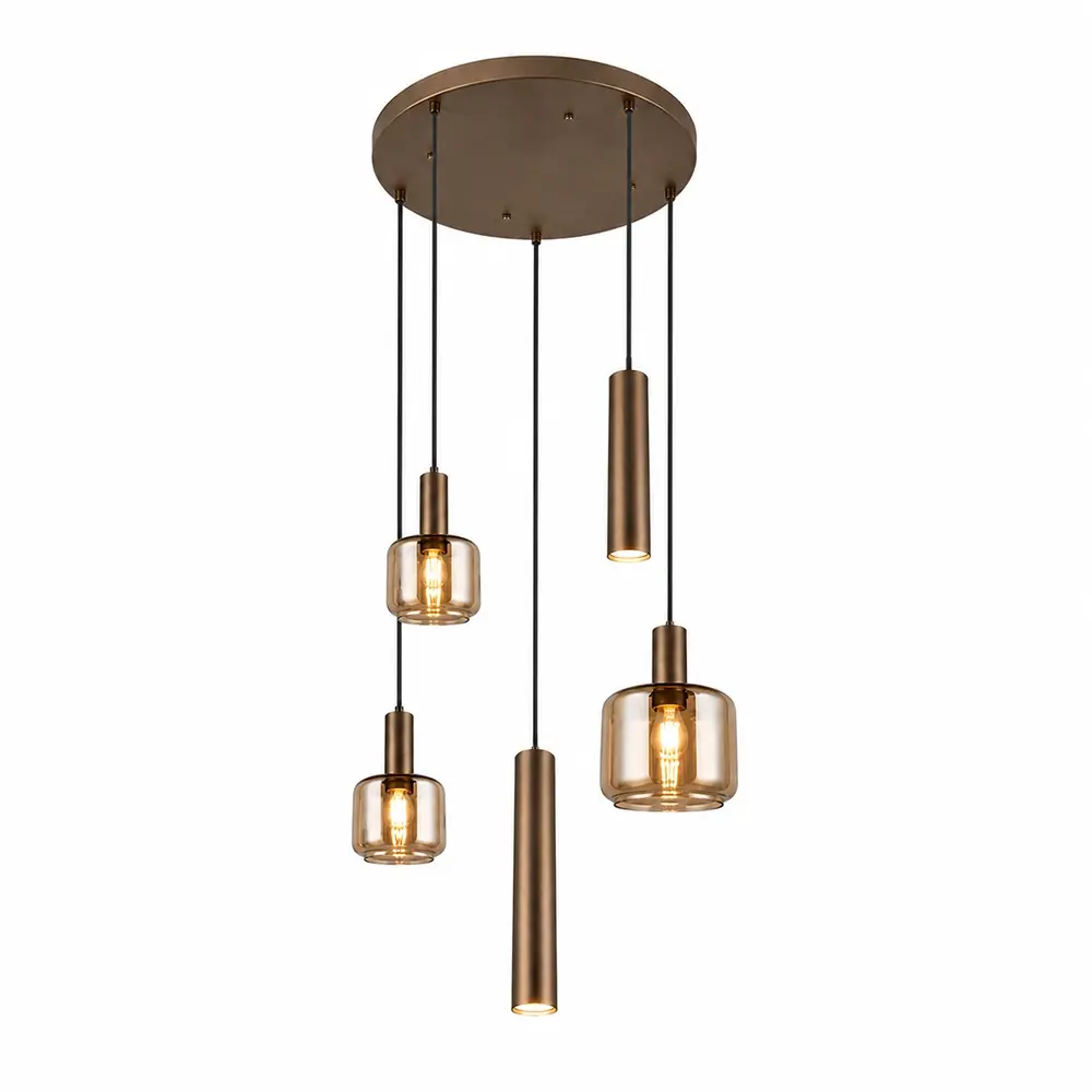 Trio Leuchten Hanglamp Mataro 5 lichts Ø 55 cm zwart - Copy