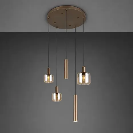 Trio Leuchten Hanglamp Mataro 5 lichts Ø 55 cm zwart - Copy