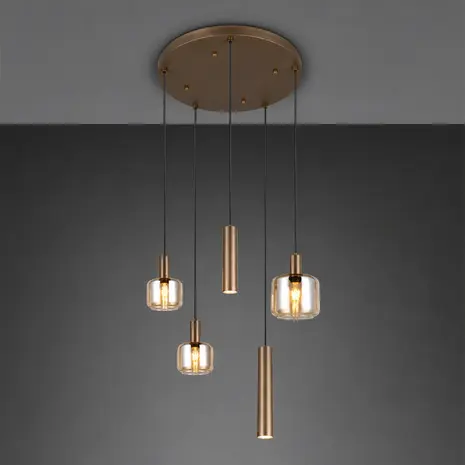 Trio Leuchten Hanglamp Mataro 5 lichts Ø 55 cm zwart - Copy