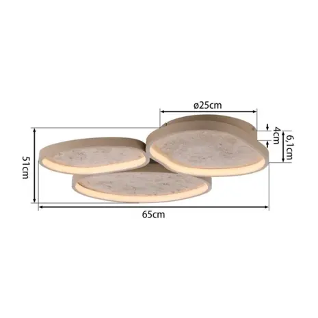 Just Light Deckenleuchte Moonbraker 3-flammig L 65 cm Beige