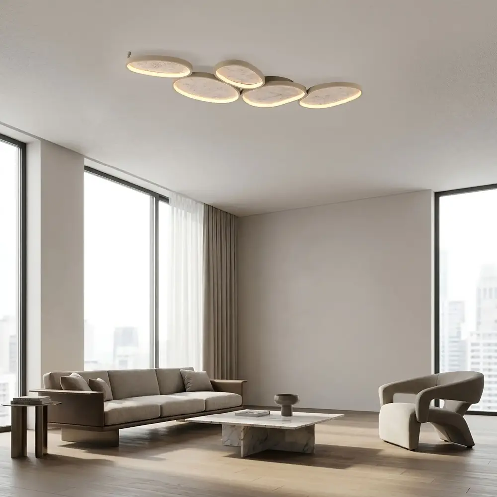 Just Light Deckenleuchte Moonbraker 5-flammig L 120 cm beige
