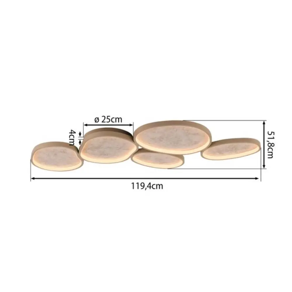 Just Light Deckenleuchte Moonbraker 5-flammig L 120 cm beige