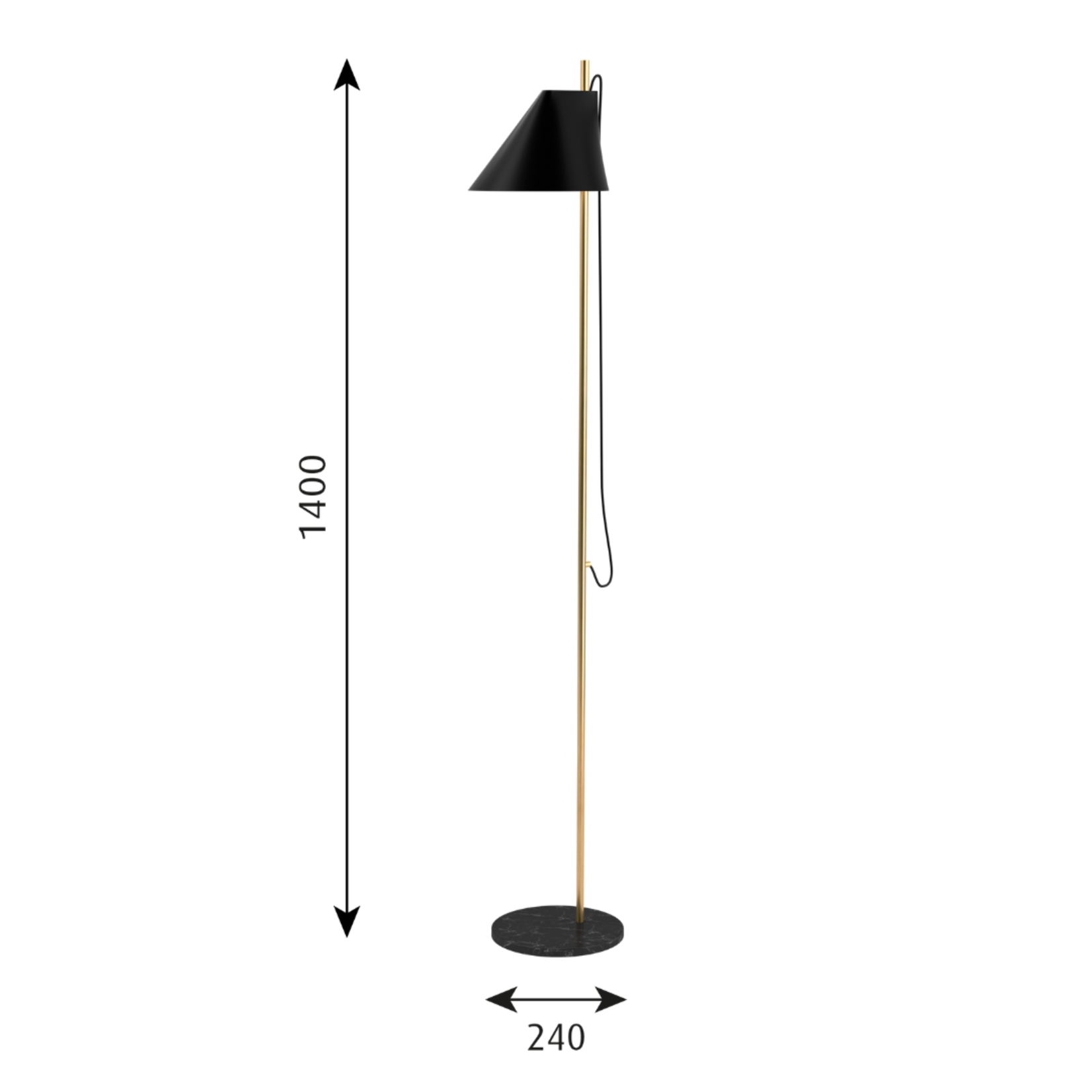 Louis Poulsen YUH Staande lamp - messing zwart marmer