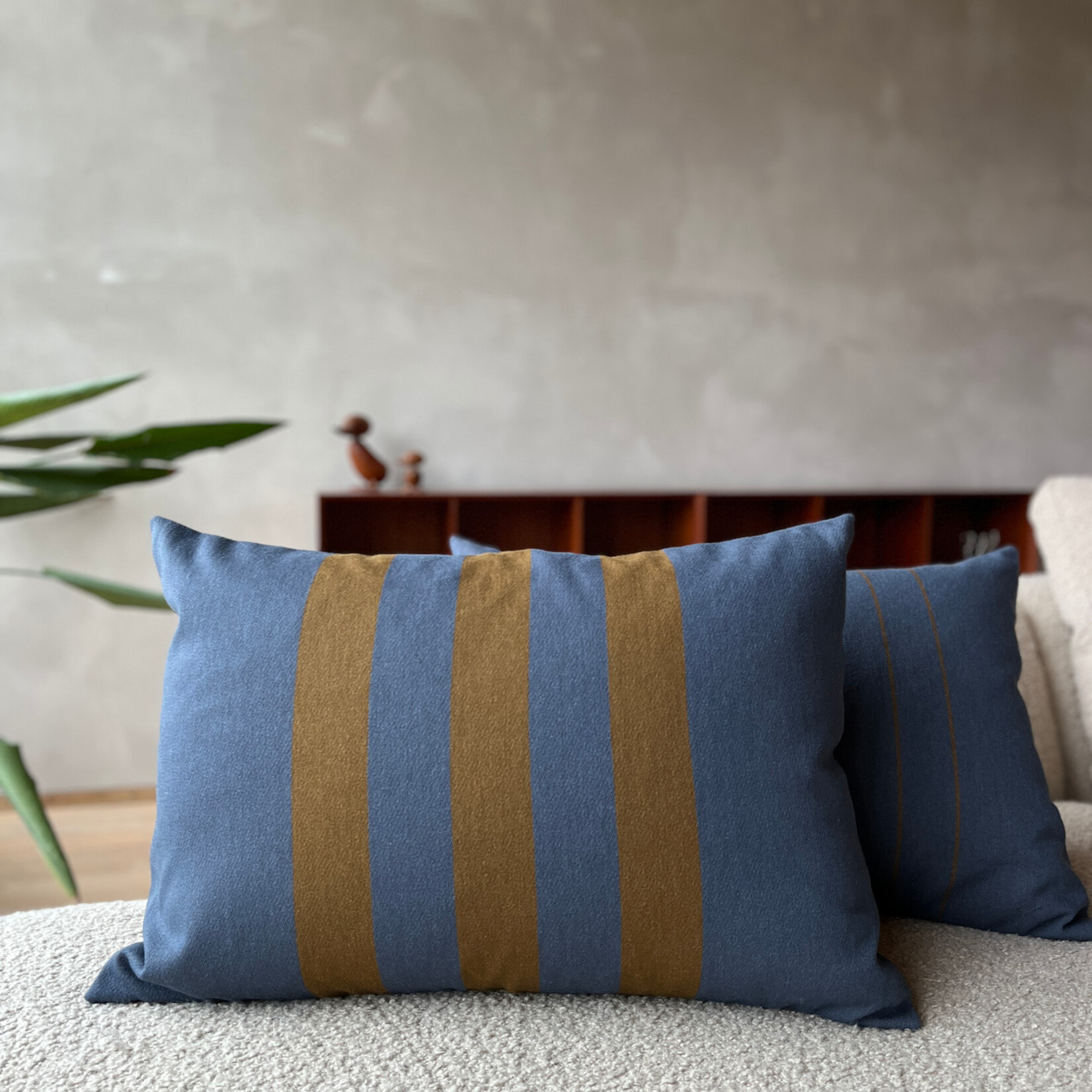 Kussen 50 x 70 cm - Blauw/bruin