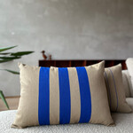 Kussen 50 x 70 cm - Beige/blauw