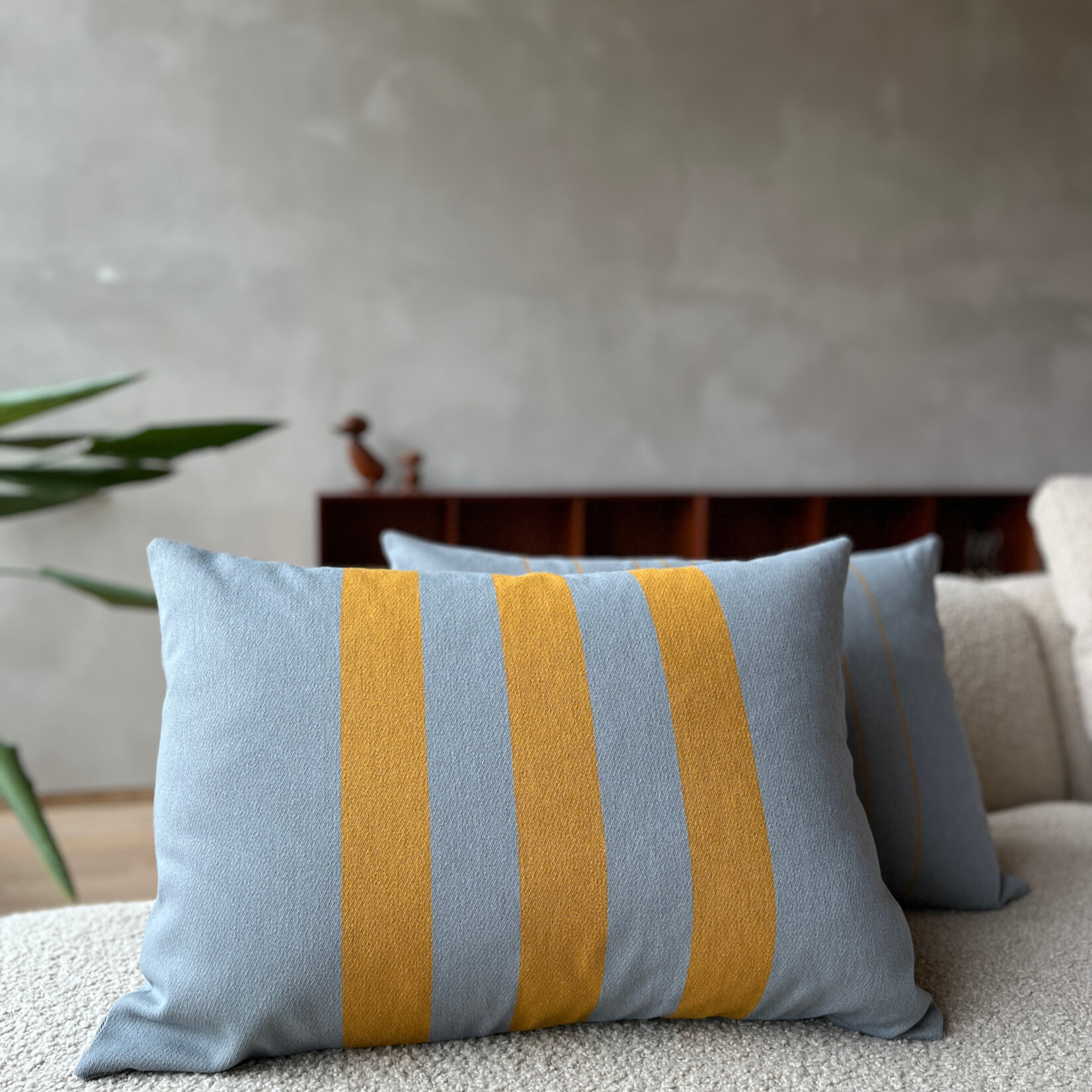 Kussen 50 x 70 cm - Grijs/geel