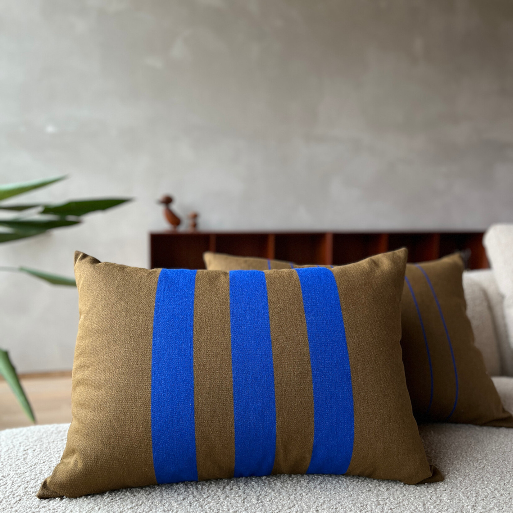 Kussen 50 x 70 cm - Bruin/blauw