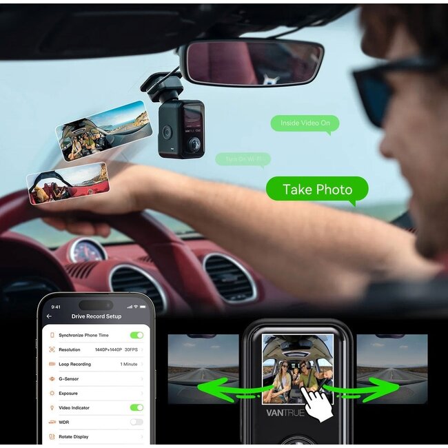 Vantrue E360 Plus Cloud 5K 3CH Wifi GPS 360 graden dashcam